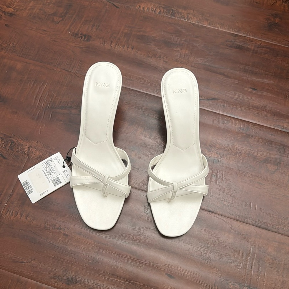 Mango Strappy Heeled Sandals in White